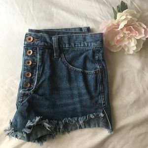 Free People 🌸 Denim Button Up Shorts